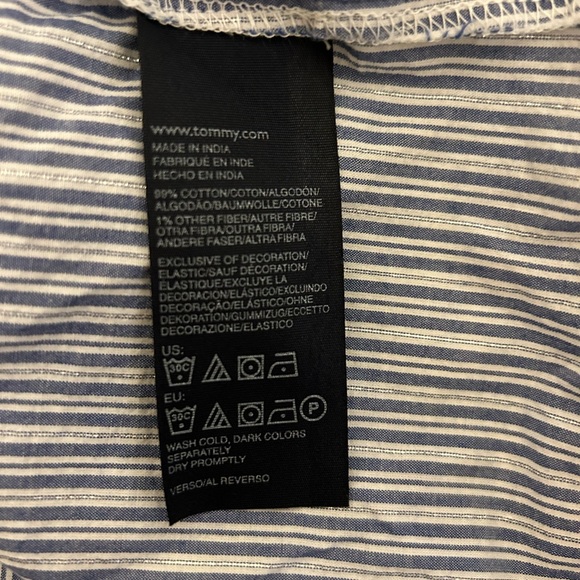 Tommy Hilfiger Striped Ruffle Roll Tab Button Down Women Top‎ Size Extra Large - Picture 6 of 9